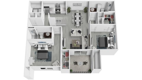 Floor plan for 2 beds, 2 baths, 1020 sqft
